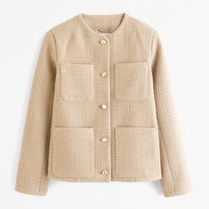Collarless Tweed Jacket